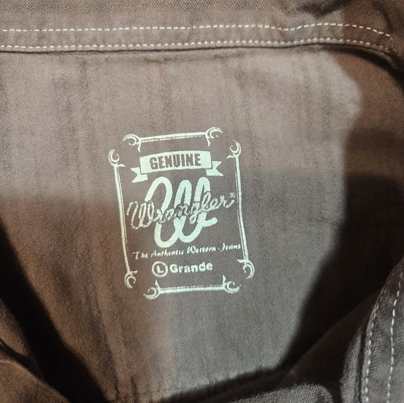 Wrangler Brown Short Sleeve Button Down Shirt LA PD Obeying the Law L - Picture 4 of 8